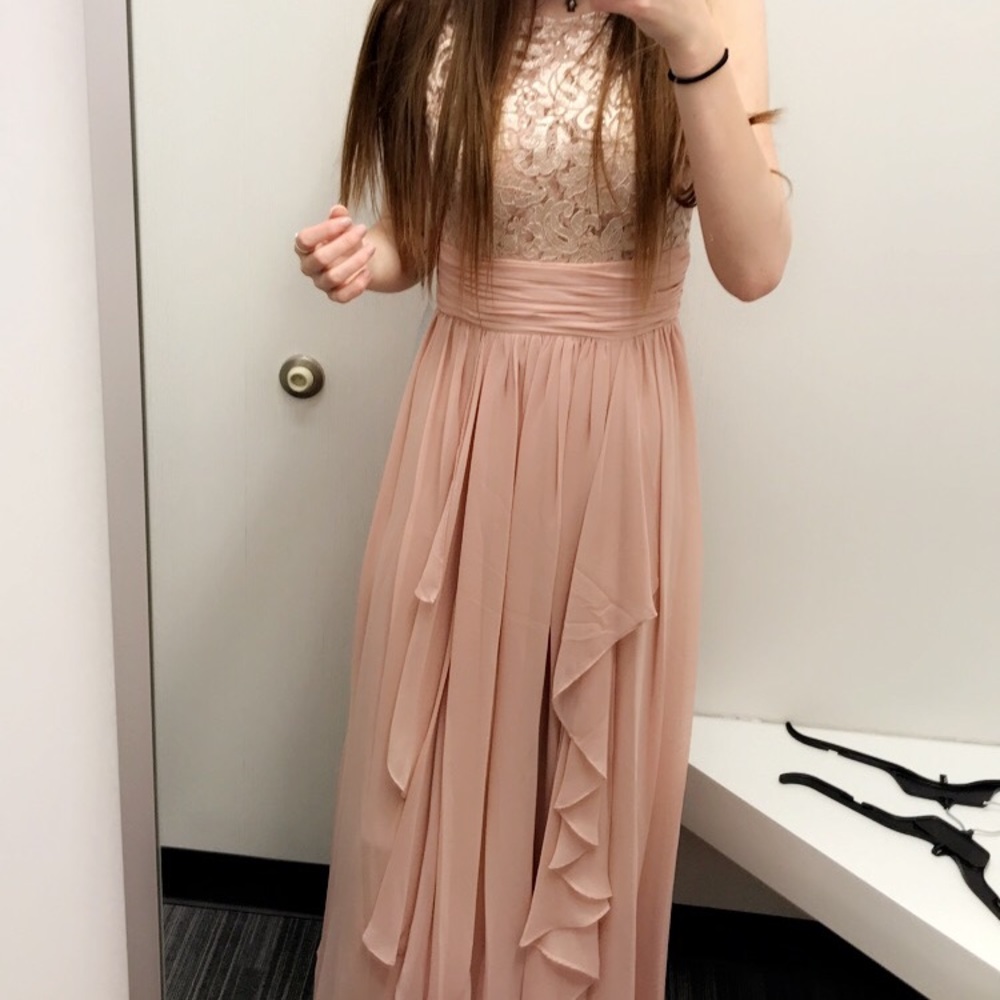 Eliza J blush prom dress